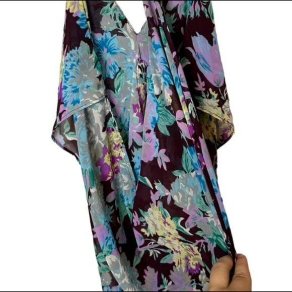 ZURY Women's Purple Blue Floral Flowing Sheer Summer Top Size S/M - Picture 3 of 9